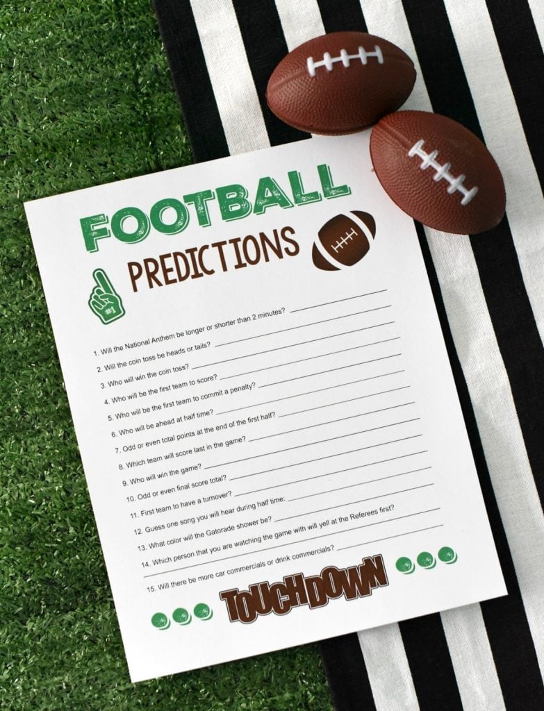 football prediction printable party game