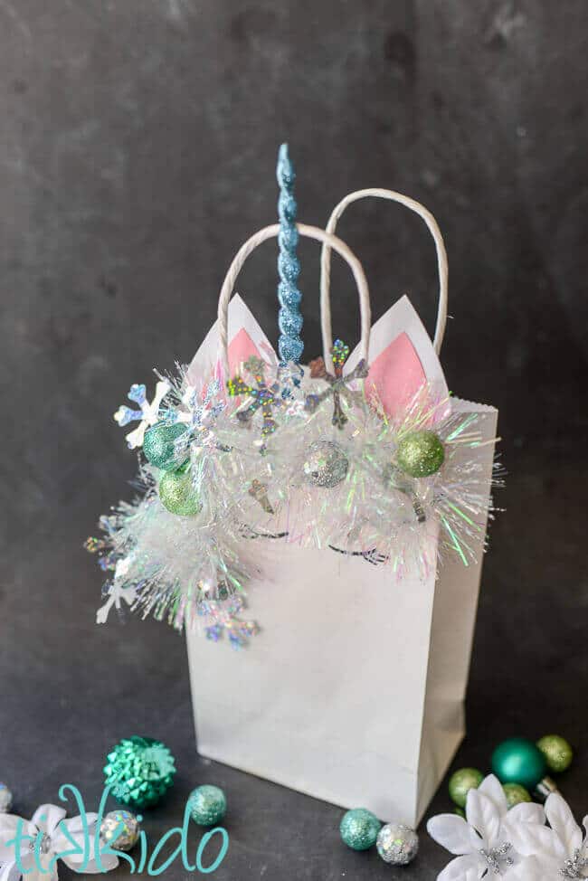 christmas unicorn gift bag