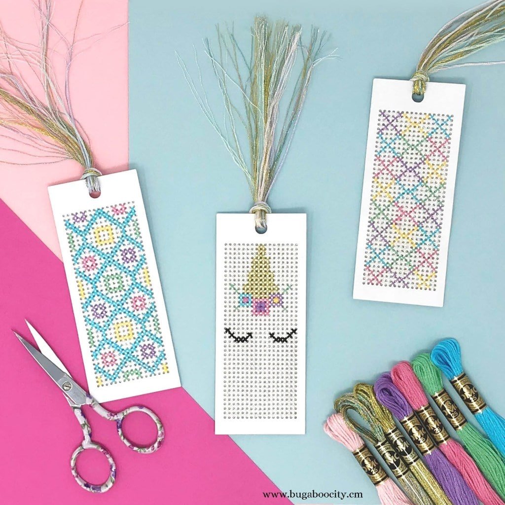 unicorn cross stitched bookmarks 