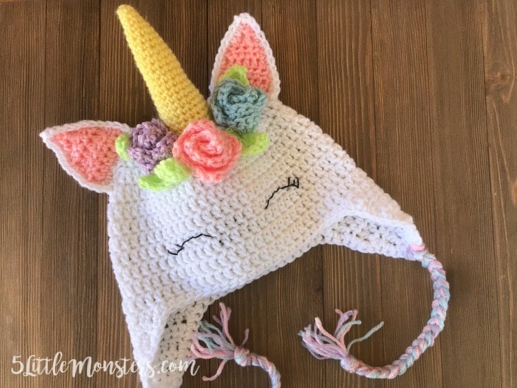 cute unicorn hat with flowers