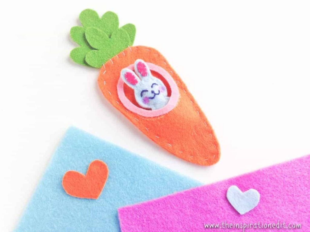 bunny in a carrot easy sewing craft for kids