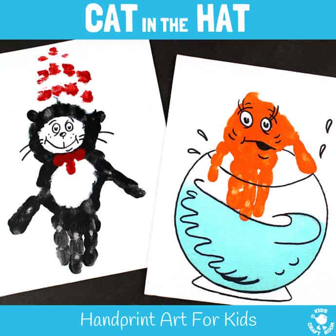 cat in the hat handprint crafts for kids