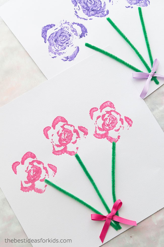 celery stamped flowers for valentines day
