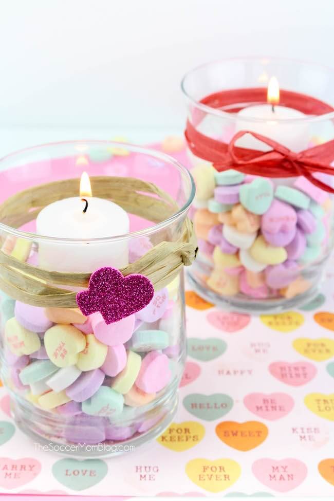 conversation heart votives for valentines day