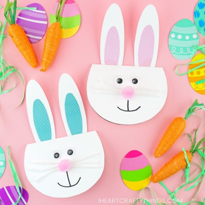 cute smiling bunny faces with easter decorations