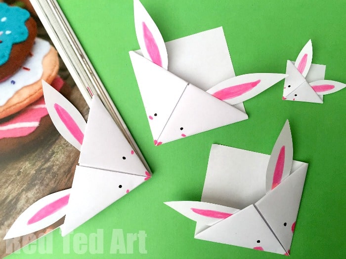 white bunny rabbit corner bookmarks