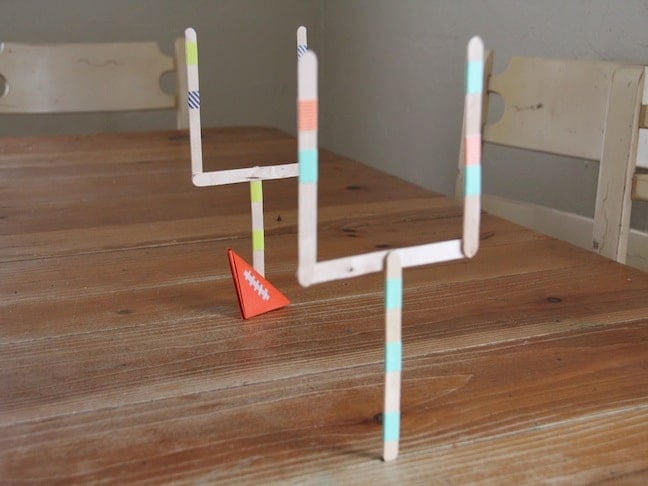 DIY football goals made from craft sticks for paper football