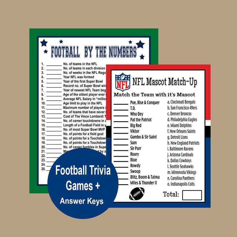 football printable trivia games