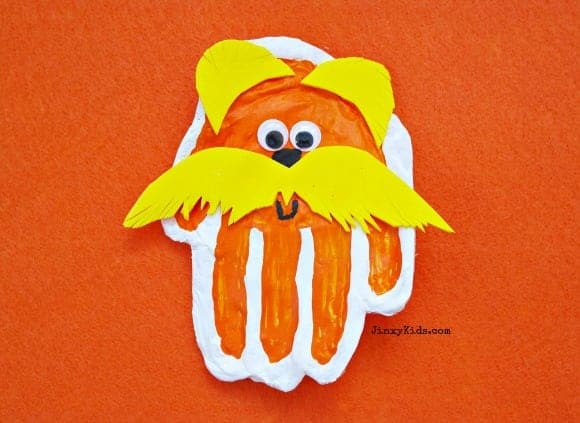 handprint made into the lorax salt dough ornament