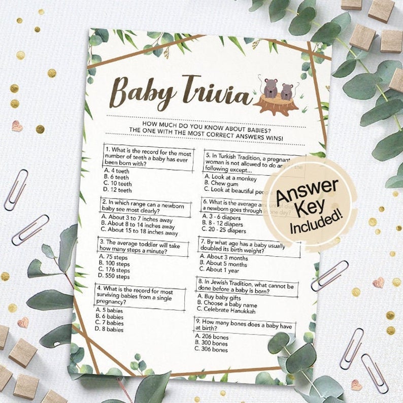 baby trivia printable party game