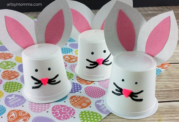easter bunnies made from party cups