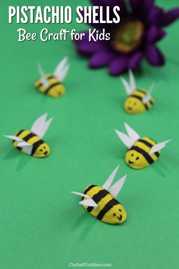 pistachio shells painted into bees