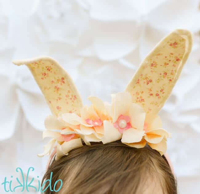 easter bunny headband worn by girl