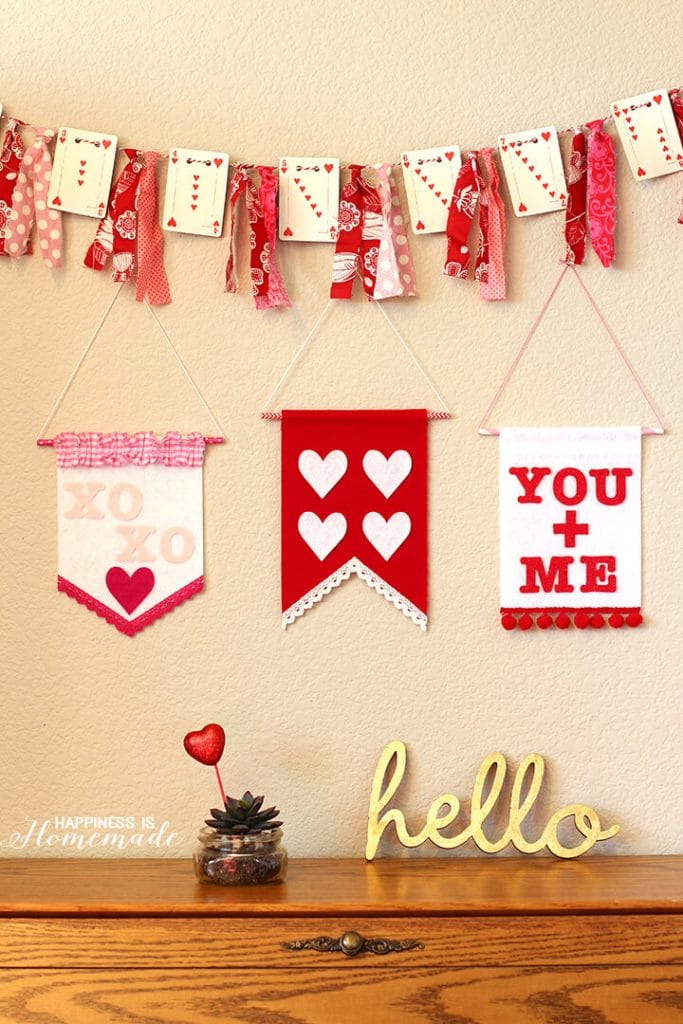 valentines day felt wall banner with valentines day decor