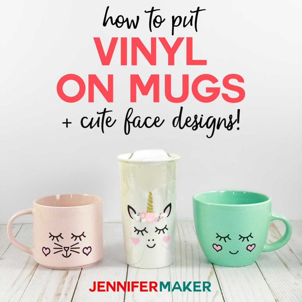 how to put vinyl on mugs + cute face designs
