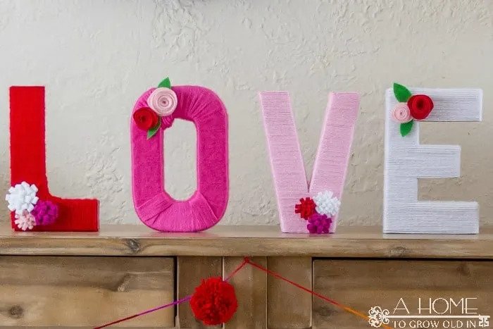 yarn wrapped LOVE letters