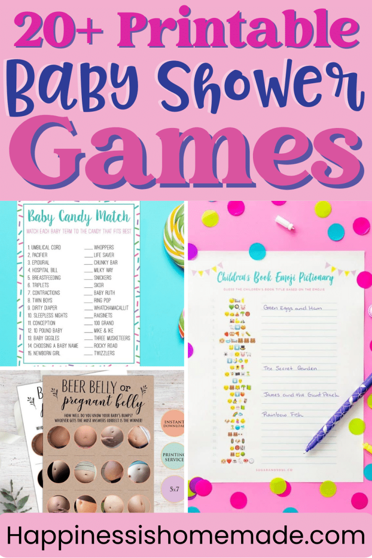 Baby Shower Printable Games pin graphic