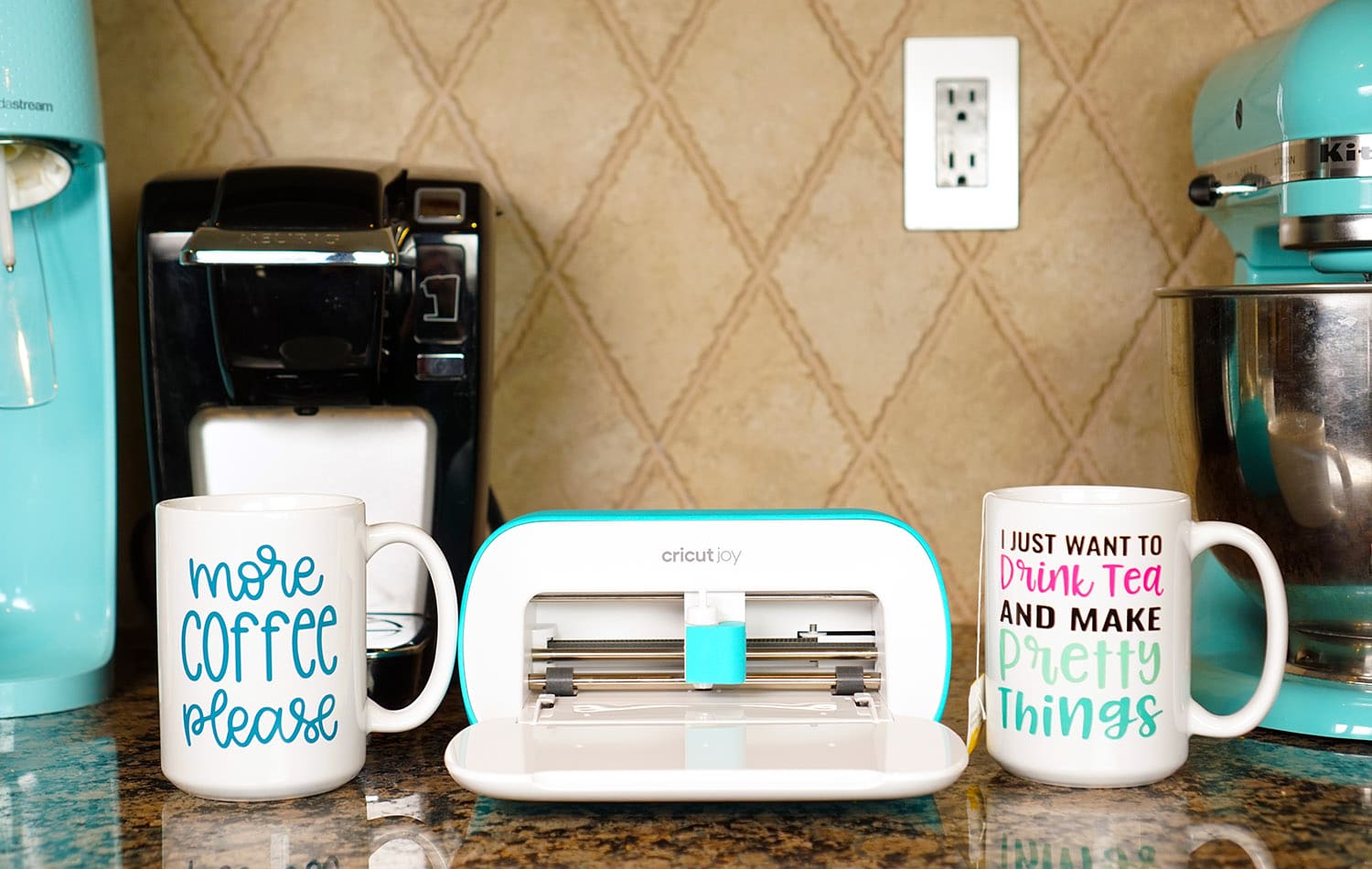 cricut joy in the kitchen with cricut made mugs