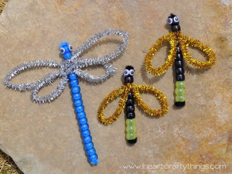 beaded pipe cleaner dragonflies and bees