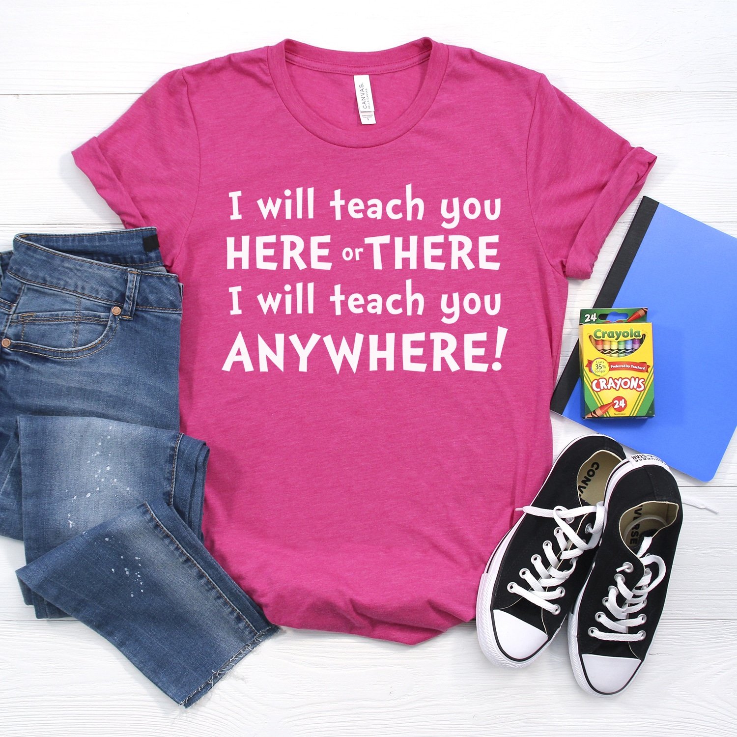 Dr Seuss shirt for teachers with stylized accessories