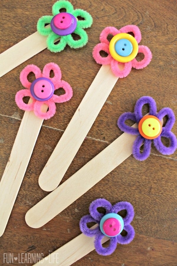 craft stick flower bookmarks