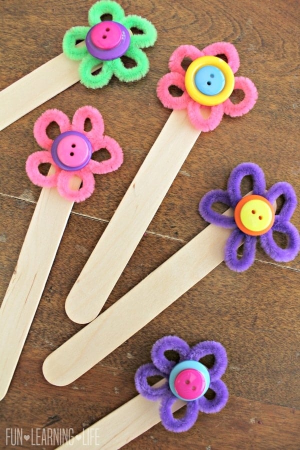 fuzzy step pipe cleaner flowers craft for kids 5 - Creative Little Explorers