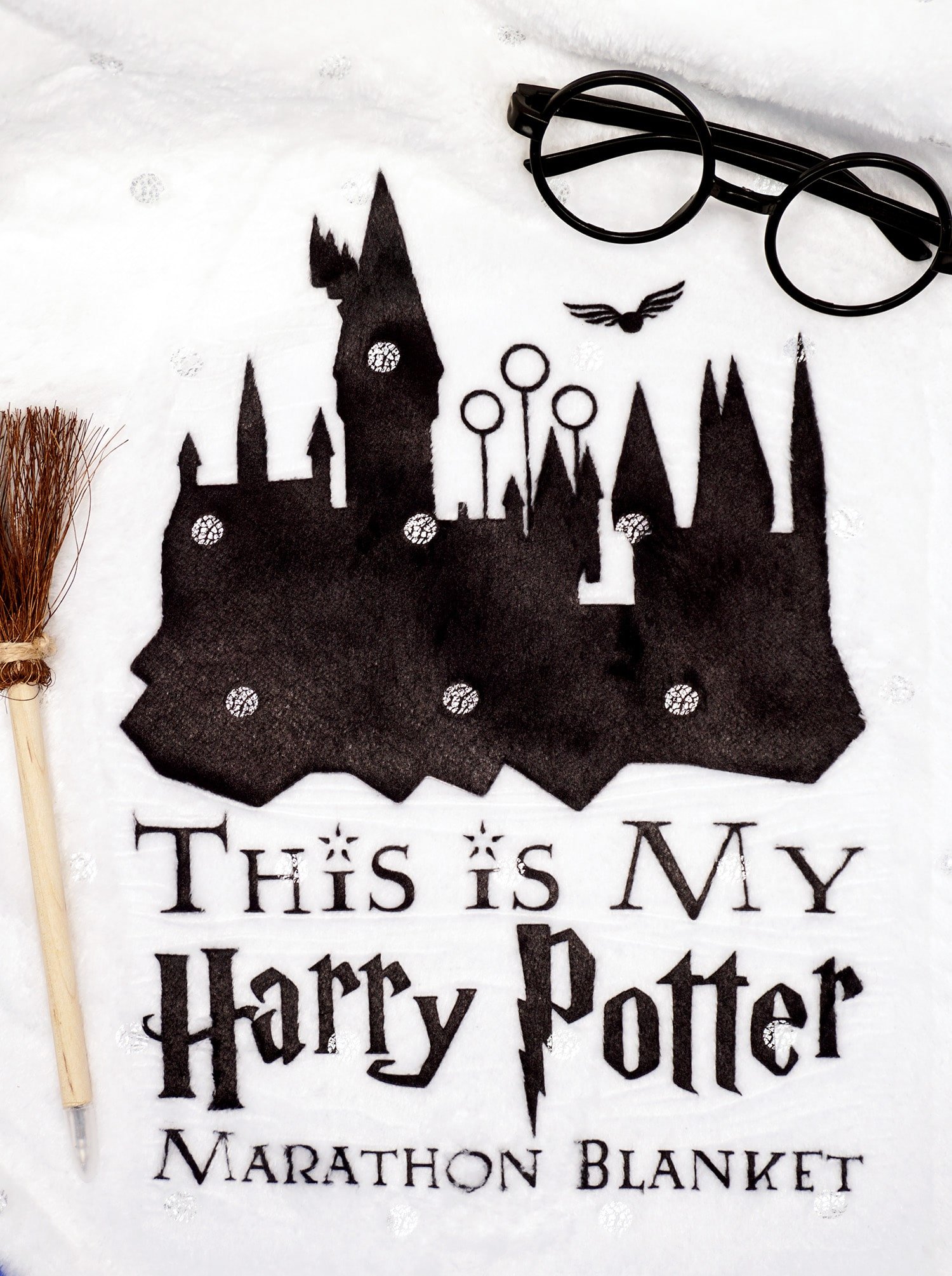 This is my Harry potter marathon blanket made with infusible ink