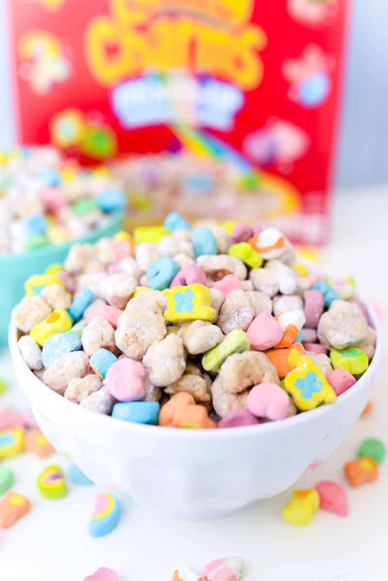 Lucky Charms Muddy Buddies Mix with Marshmallows with cereal