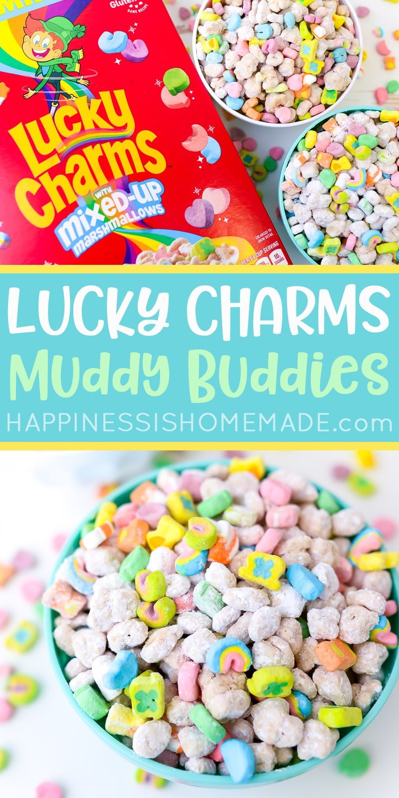 Lucky Charms Muddy Buddies Mix with Colorful Rainbow Marshmallows