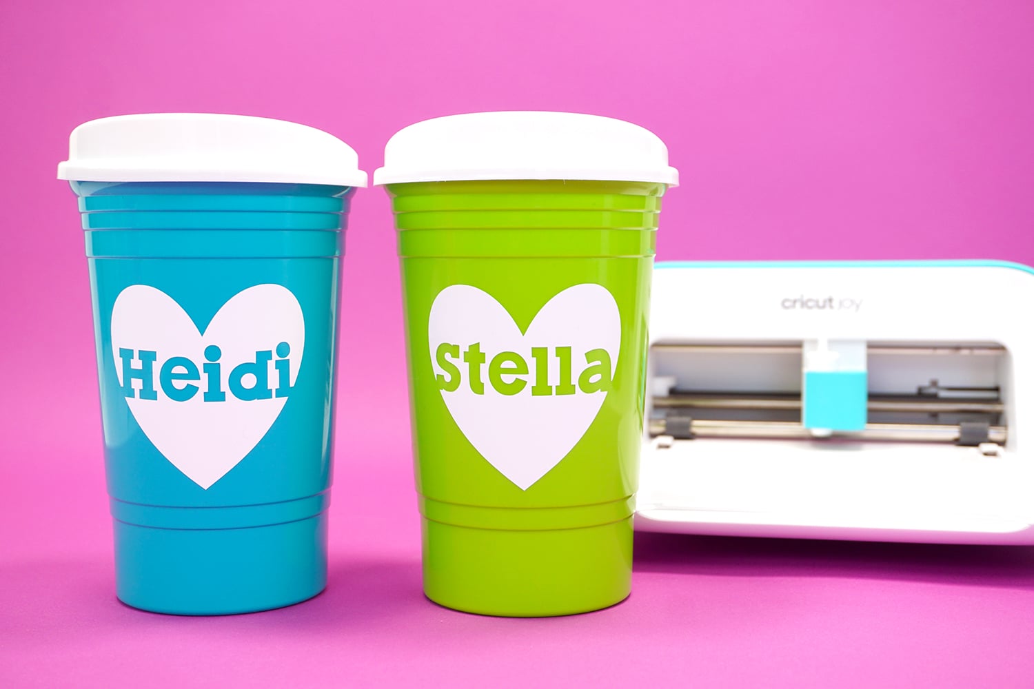 two personalized name on party cups with cricut machine
