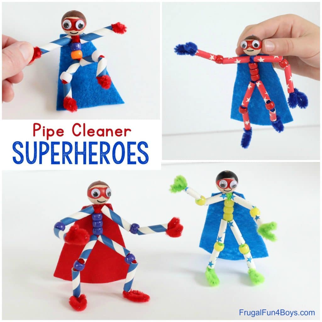 pipe cleaner superheroes collage