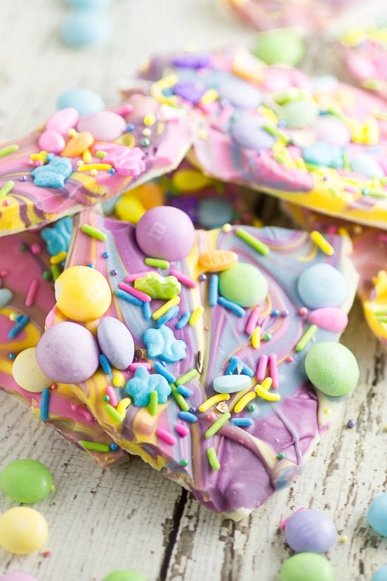 white chocolate colorful easter bark 