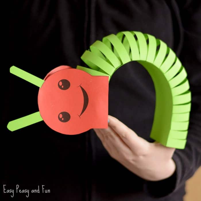 bendable caterpillar kids craft being played with