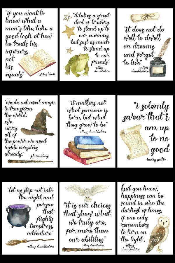 printable harry potter quote cards