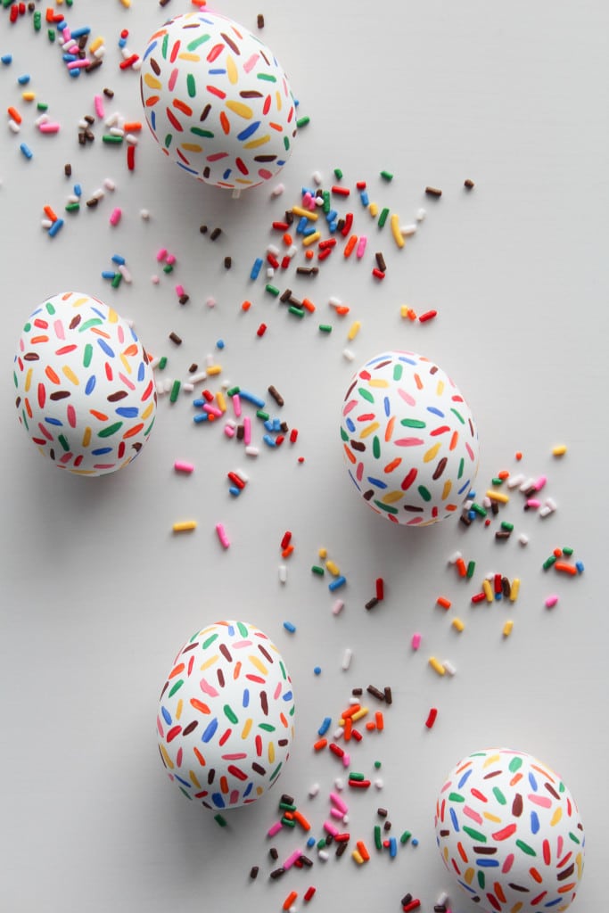 sprinkle painted easter eggs with sprinkles