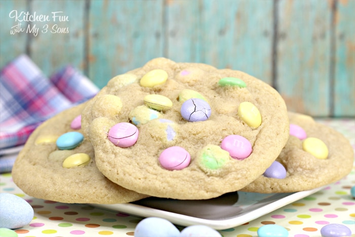 easter m&m cookies with easter eggs