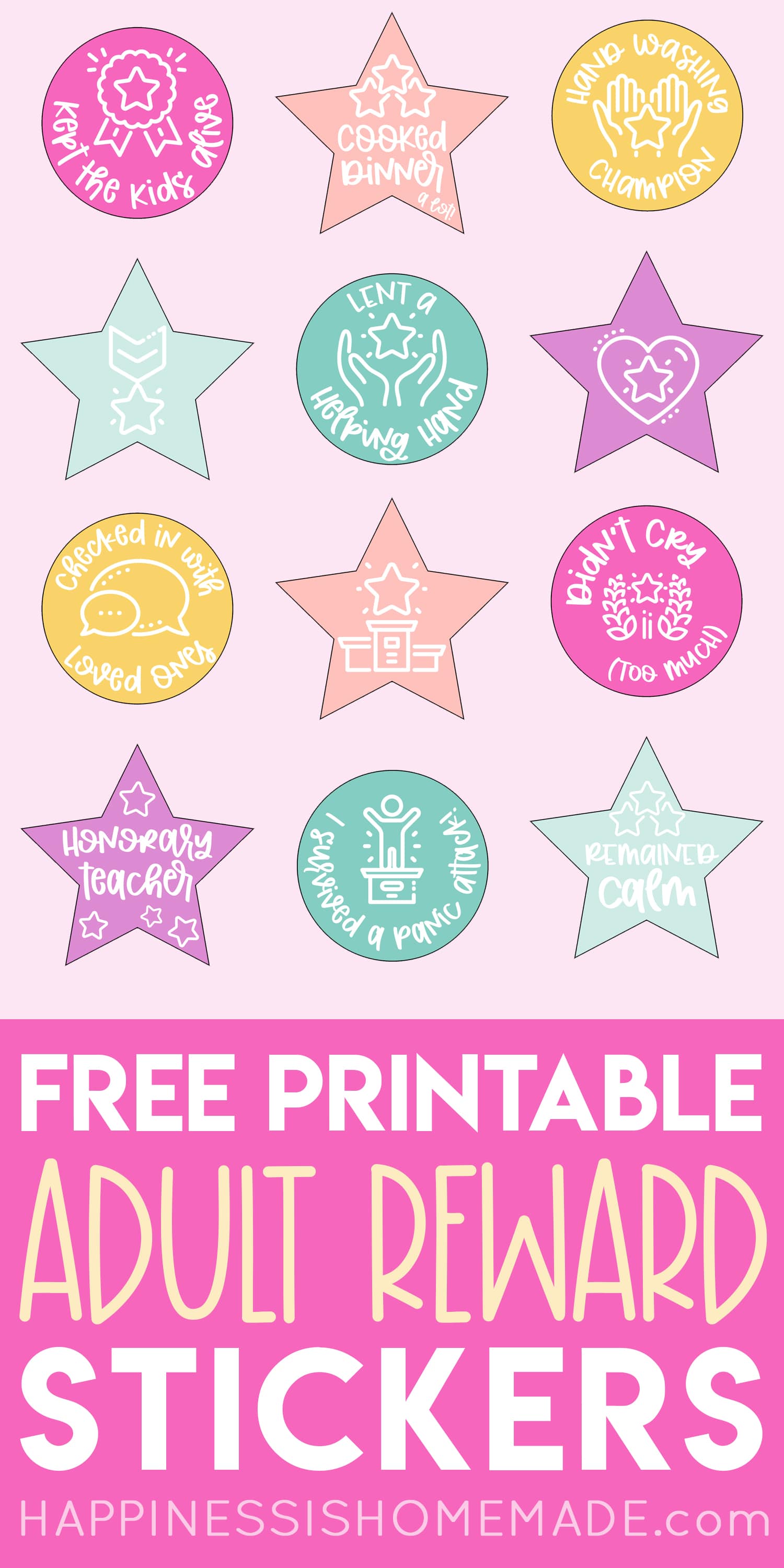 Adult Reward Stickers - Free Printable! - Happiness is Homemade