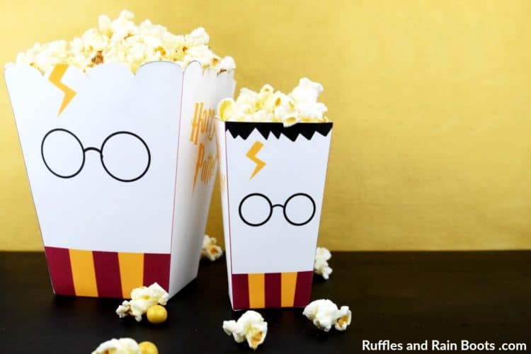 harry potter printable popcorn boxes with popcorn