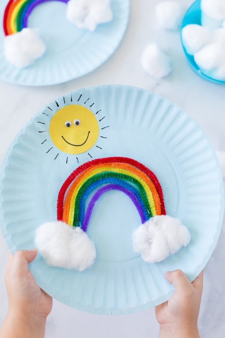 paper plate rainbow pipe cleaner kids craft