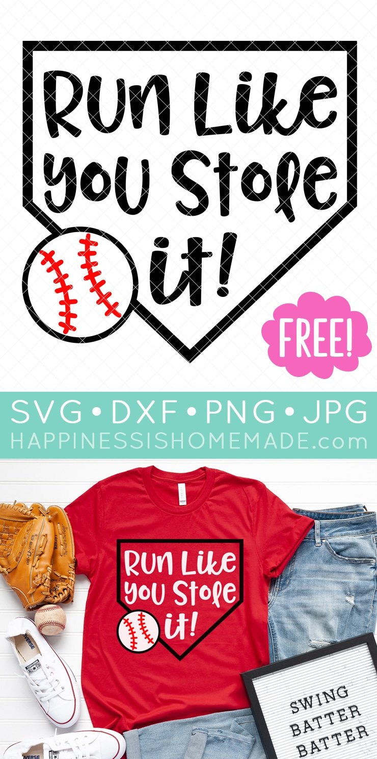 run like you stole it free baseball svg file and shirt