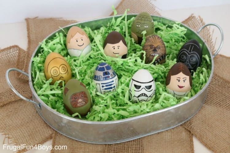 star wars character easter eggs in metal tub