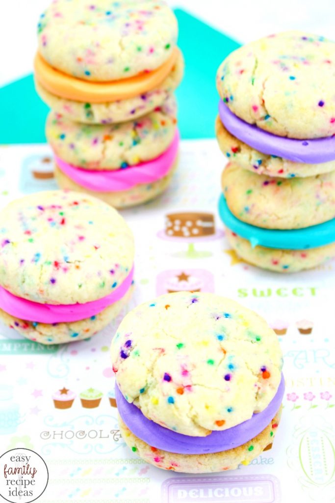 cake mix whoopies pies with colorful filling