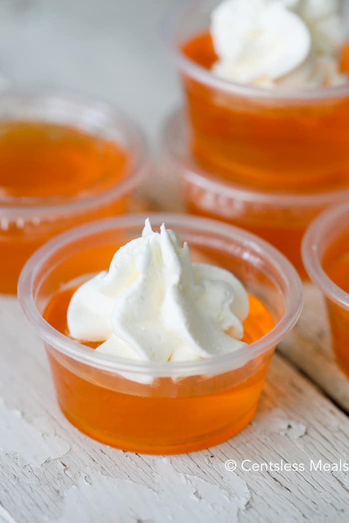 creamsicle jello shots with whipped cream 