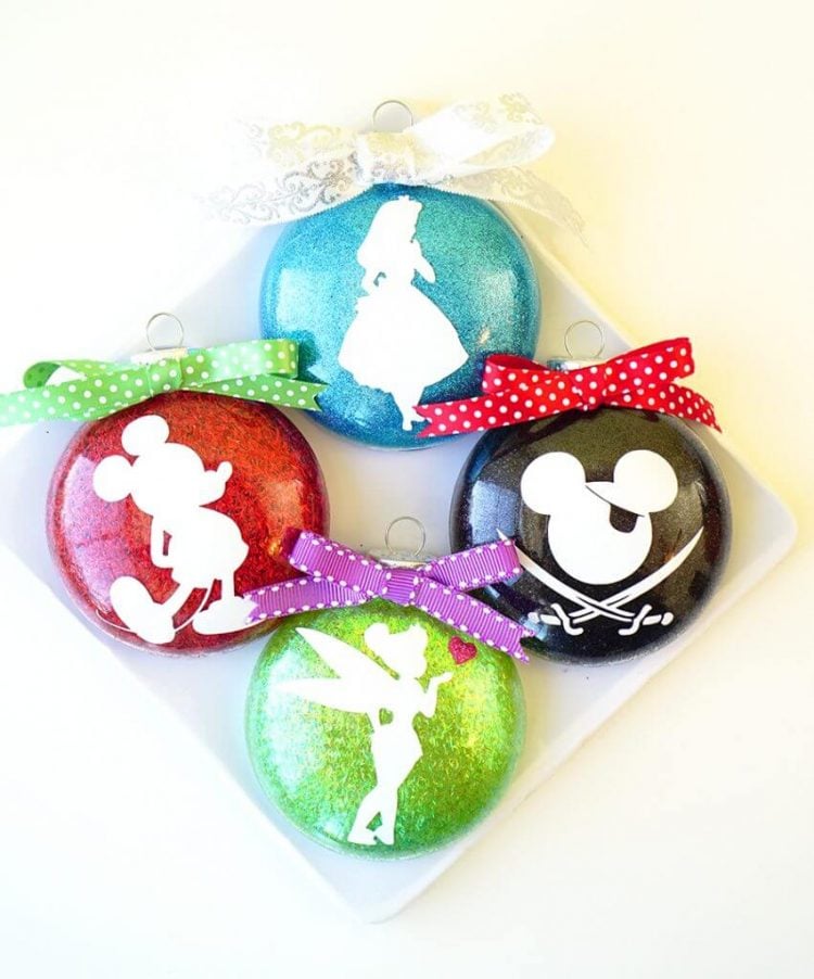 disney diy glitter christmas tree ornaments