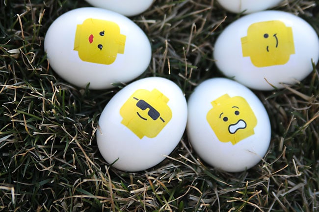 lego head painted easter eggs