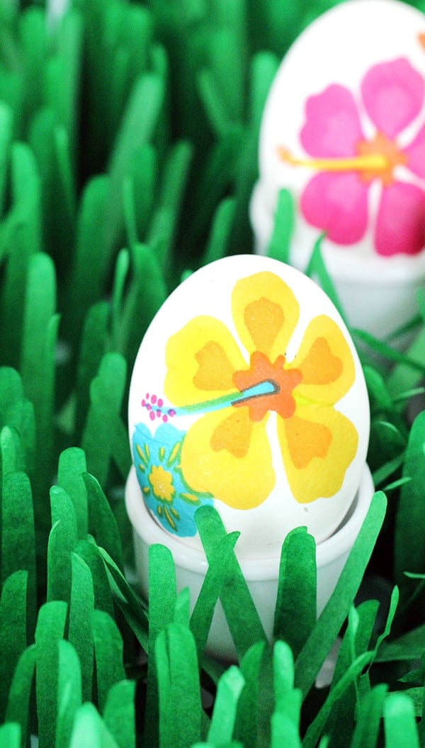 easter eggs with flowers printed on them