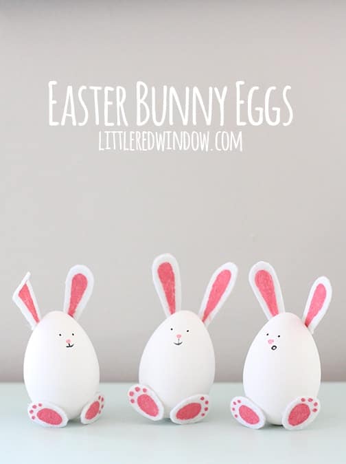 easter bunny eggs with bunny ears, faces, and feet