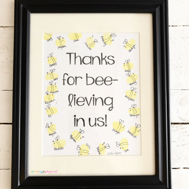 thanks for bee-lieving in us teacher sign gift
