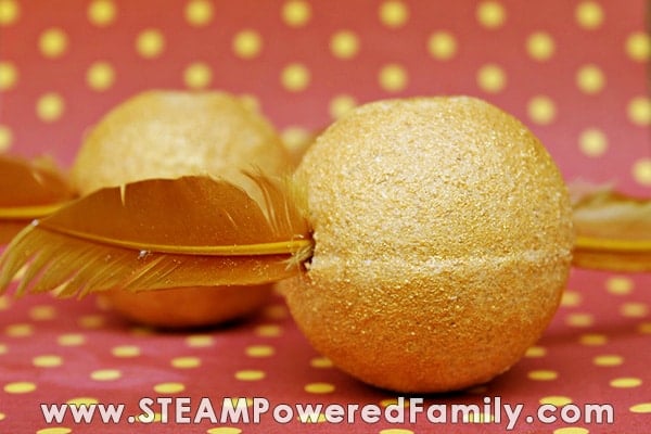 Golden snitch bath bombs