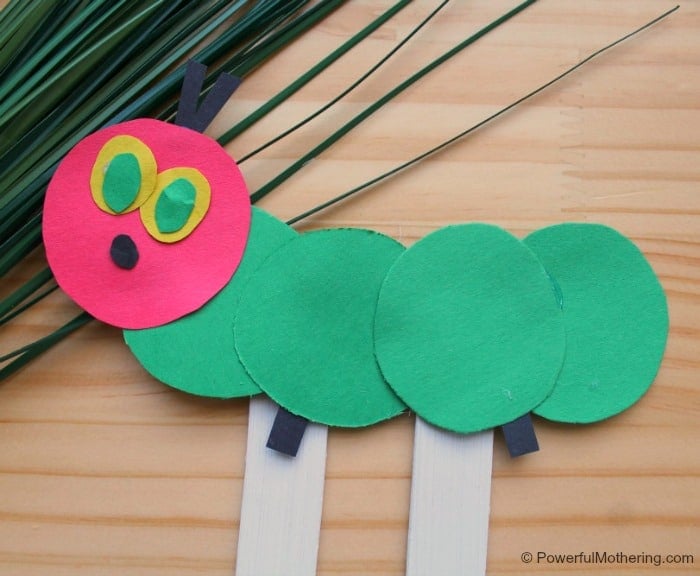 caterpillar paper puppet on sticks